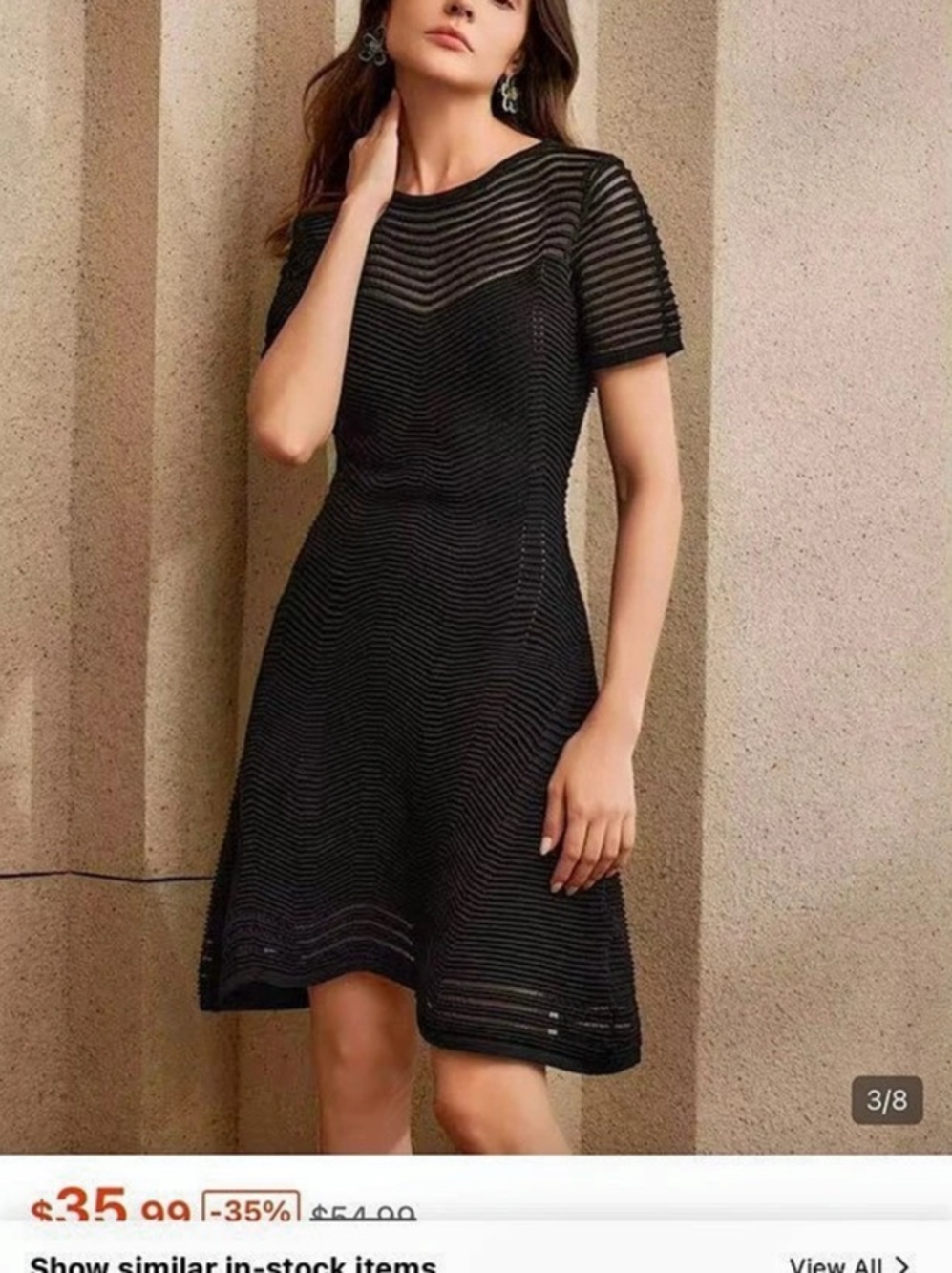 SHEIN Anewsta Sexy Rhombus Textured Stretchy Short Sleeves Sweater Dress Black